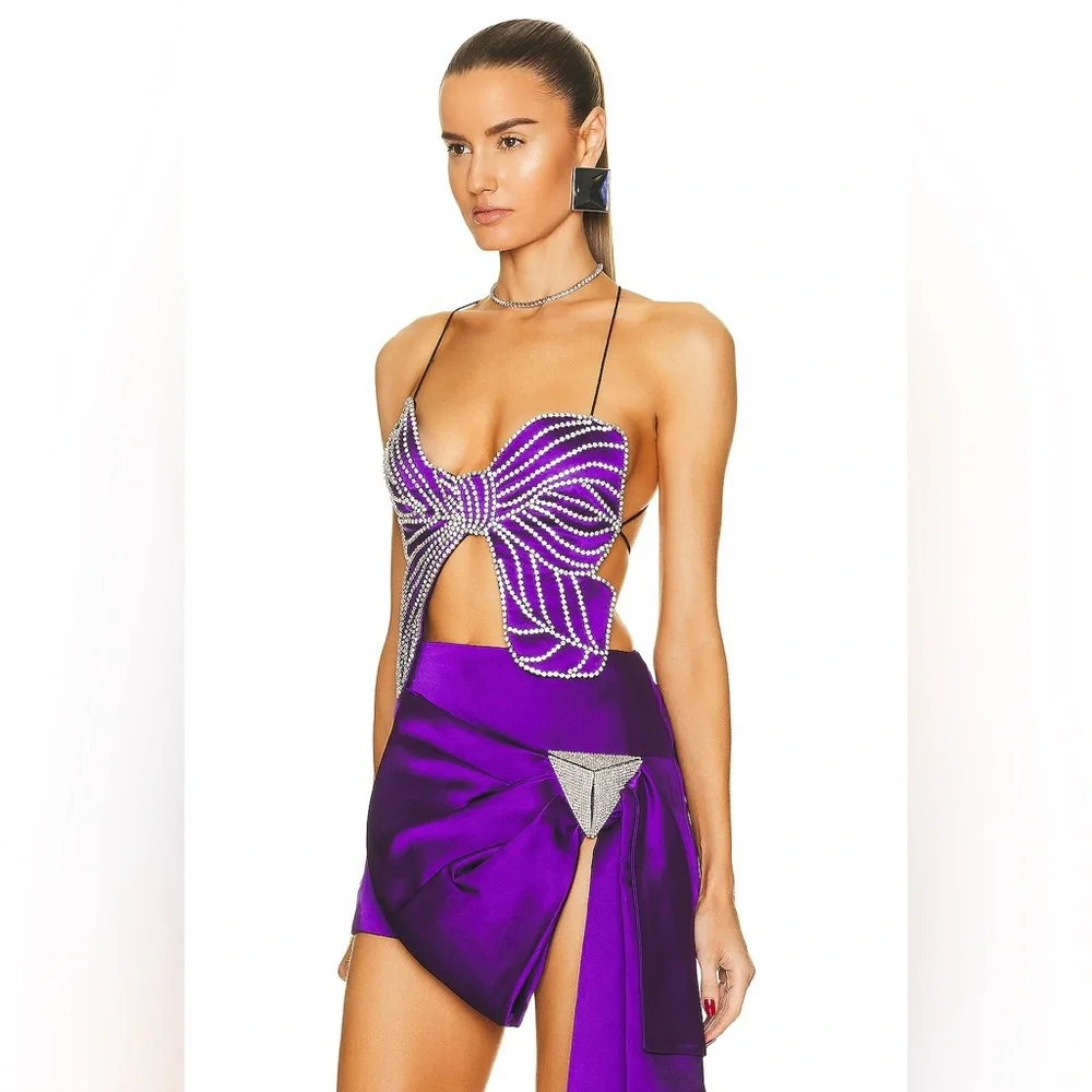 AREA Crystal Bow Top Size 4 NWT. - Picture 3 of 7